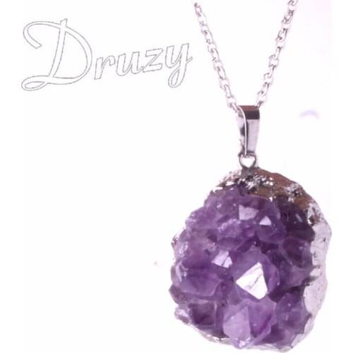 1PC Natural Stone Geode Charms Pendant Unique Amethysts Crystal Quartz Irregular Women DIY Necklaces For Jewelry Making Druzy