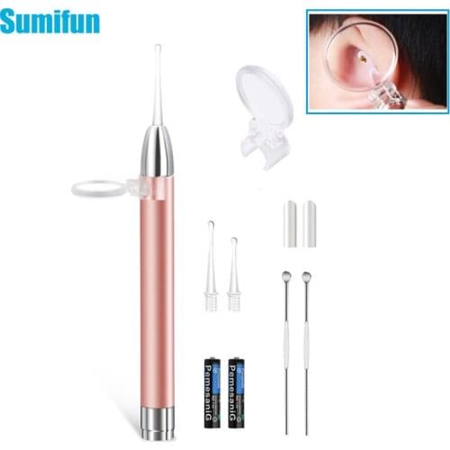 10Pcs/set LED Ear Wax Picker Stainless Steel Earpick Wax Remover Curette Ear Pick Cleaner Ear Cleaner Spoon Care Ear Clean Tool