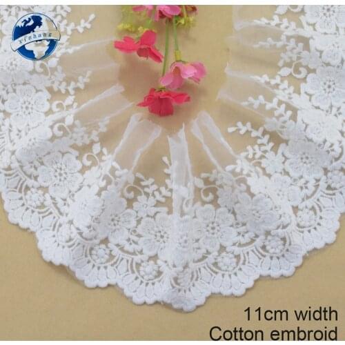 11cm Width Cotton Embroidery Lace Sewing Ribbon Guipure Fabric Trim Dolls DIY Garment African Wedding Accessories #2879