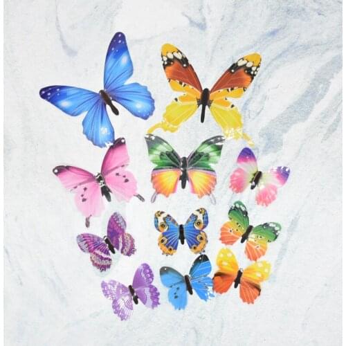 2 packs 3d cute butterfly stickers 12 pieces / bag wallpaper children stickers can be illuminated at night
