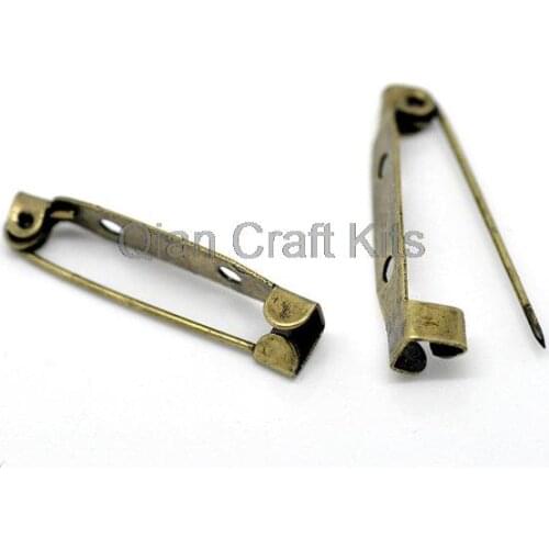 400pcs Metal Antique Bronze medium big Brooch back Pins clips settings Backs mix size 20mm-35mm lead and nickle free