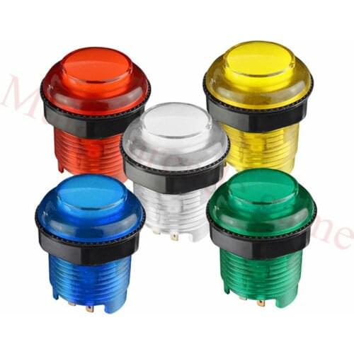 5pcs/Lot Arcade game machine 5V/12V 28mm small round Lit Illuminated Push Button with Built-in LMicroswitch 5 colors Available