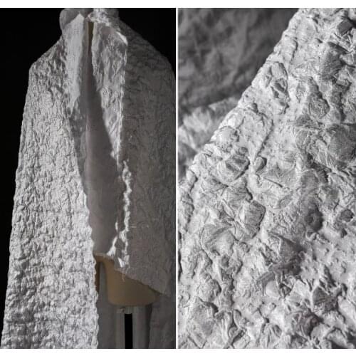 White reef bump texture, three-dimensional grain gradient jacquard creative clothing fabric