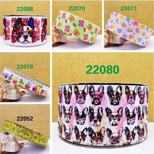 Free shipping 50 yard cartoon dogs printed grosgrain ribbon 22088