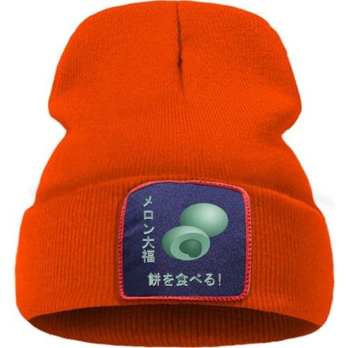 Melon Mochi Japan Harajuku Prints 2020 Unisex Cap Cartoon Warm Winter Caps Solid Color Simple Knitted Caps Creative Quality Cap