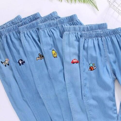 Summer Thin Denim Jean Pants Unisex Girl Boy Kids Harem Pants Casual Sport Loose Bloomers Trousers for Size 2 4 5 6 7 8 9 Years