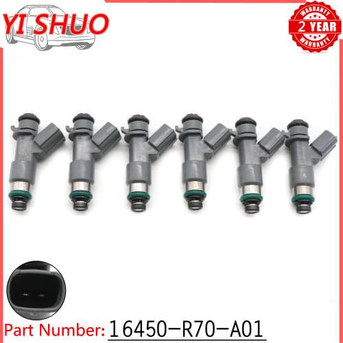 6pcs Car Fuel Injectors Nozzle 16450-R70-A01 for Honda Accord Crosstour Acura MDX RDX ZDX RL TL TSX 3.5L 3.7L V6