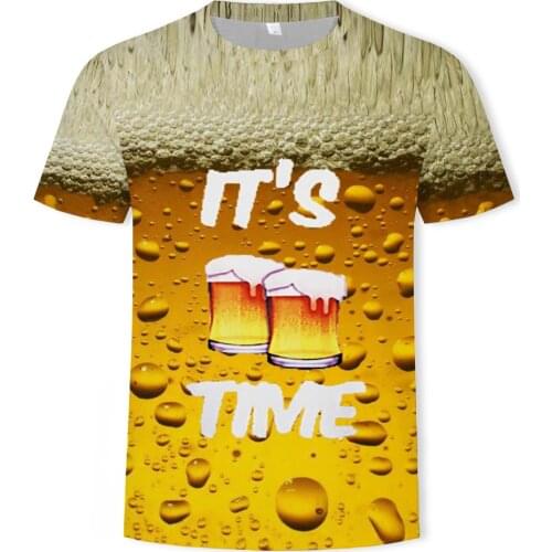 T-shirt beer man Men T-Shirt 3D Print Men Women Funny Novelty T Shirt O-Neck Short Sleeve Tops Fashion Street Top Tees oversized