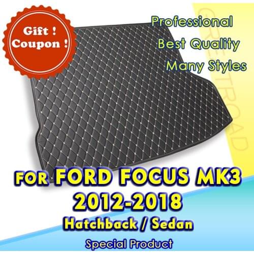 Car Trunk Mat For Changan-Ford Focus MK3 Hatchback/Sedan 2012-2018 2013 2014 2015 2016 Cargo Liner Carpet Interior Accessories