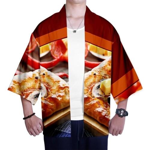 Summer 3D Japanese Ramen Kimono T Shirts Men Women Suitable Tops Harajuku Hip Hop Cardigan Casual Cool Boys Sun protection Shirt