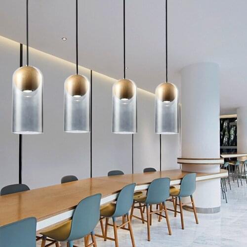 Dining room lamp chandelier living room simple dining room bedside bedroom solid wood single head glass chandelier