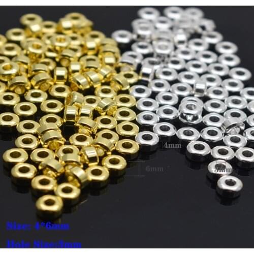 Metal Smooth Flat Spacer beads Disc Loose Beads Rondelle Beads Diy Handicraft Accessories Jewelry Findings