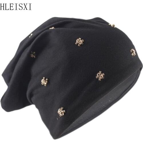 Top Fashion Women Winter Warm Golden Skull Beanies Skullies Adult Men Hip Hop Outdoor Autumn Brand Spoort Hat Thick Gorras