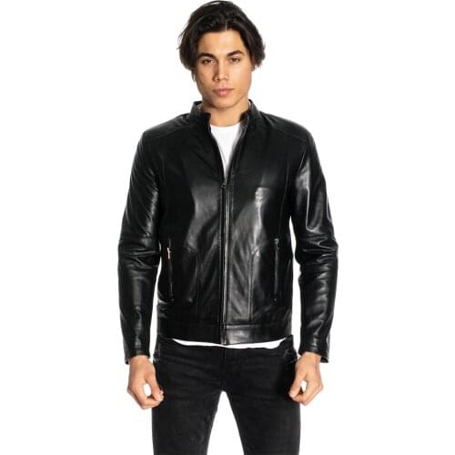 Genuine Soft Lambskin Leather Jacket Handmade Man Brown Jacket Biker Motorcycle Style Jacket Bomber Real Fur Coat Custom Product