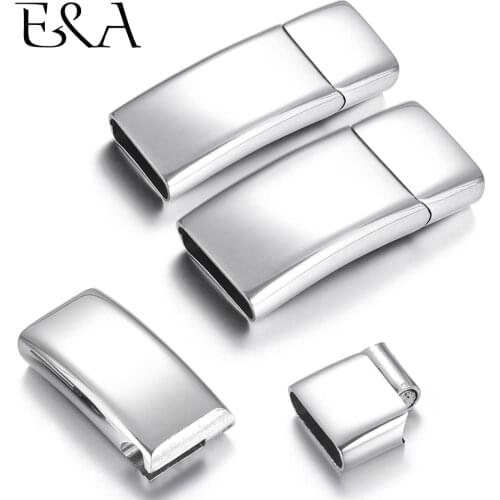 Stainless Steel Magnetic Clasp Mirror Polished Hole 10*4mm 12*4mm Leather Cord Clasps Magnet Buckle DIY Jewelry Bracelet Making