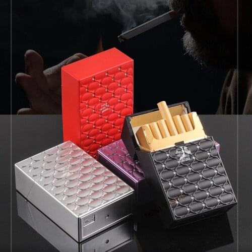 Plastic Cigarette Case Portable Muiticolor 20 Sticks Top Flip Press Open Lighter Storage Box Holder Smoking Tools Random Color