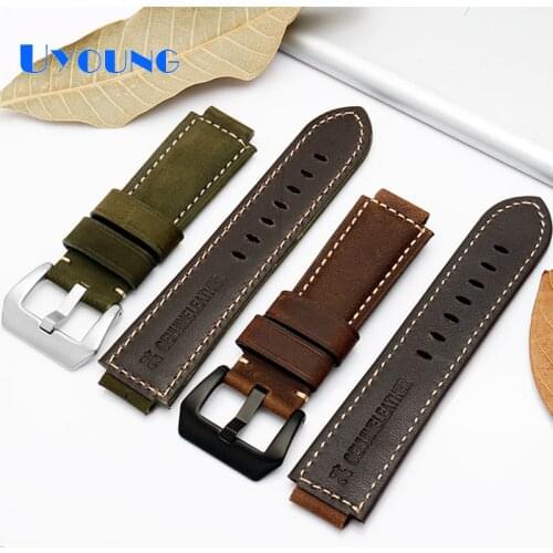 Genuine leather watch band mens watch chains for casioGST-B200 watch with waterproof leather watch strap replace 22*16mm khaki