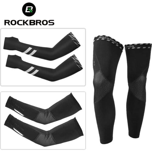 ROCKBROS Sunscreen Cycling Arm Sleeves Leg Sets UV Protection Ice Silk Breathable Hiking Gear Cover Men Women Sport Equipment