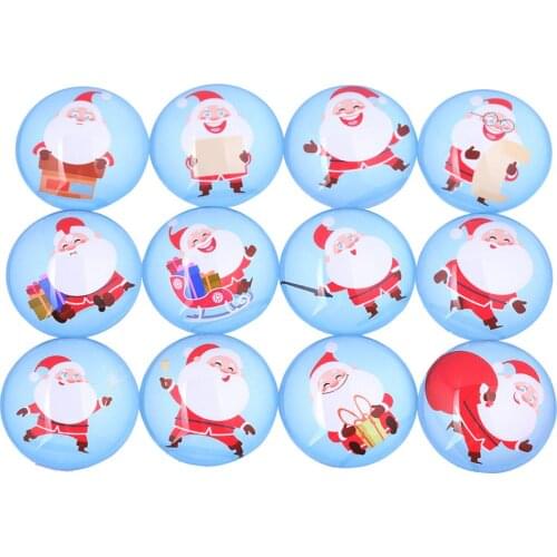 50pcs/Lot 12mm Christmas Cabochon Photo Glass Round Santa Claus Picture Kawaii Diy Jewelry Findings For Earrings Making