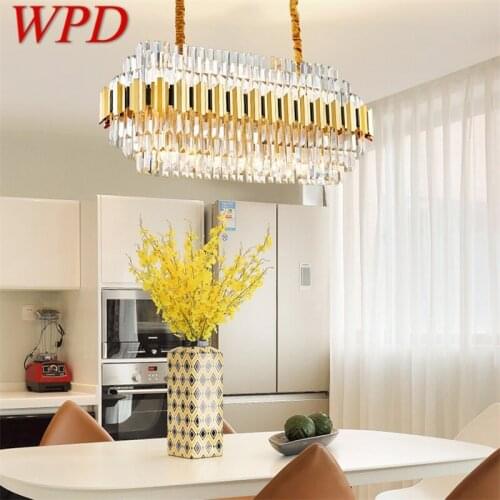 WPD Pendant Light Postmodern Gold Luxury Crystal LED Lamp Chandelier for Home Dining Living Room
