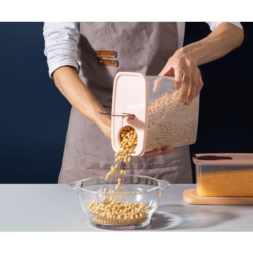 Grain Cereal Cans Rice Storage Box Food Container With Pour Lids Kitchen Sealed Tea Rice Beans Coffee Transparent Dispenser Jar