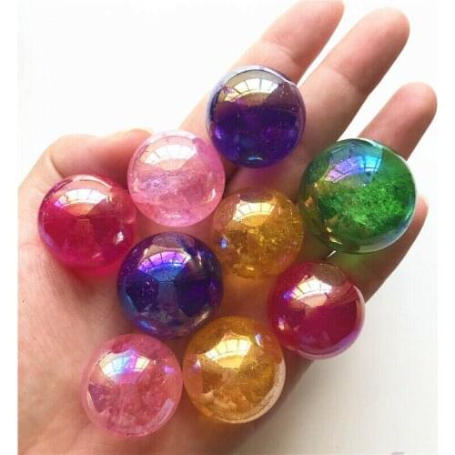 Electroplated 5 Colors Pink Titanium Aura White Quartz Crystal Balls Crystal Sphere Ball Decor Natural Quartz Crystals 1PC