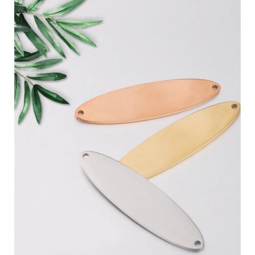 100% Stainless Steel Oval Charm Blank Engrave 2 Hole Metal Oval Tag Connector Mirror Polished Wholesale 20pcs