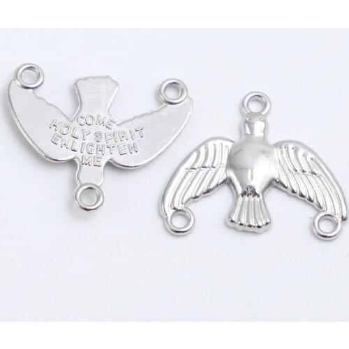 100pcs of Silver Tone Holy Spirit Flying Dove Rosary Connector Centerpieces