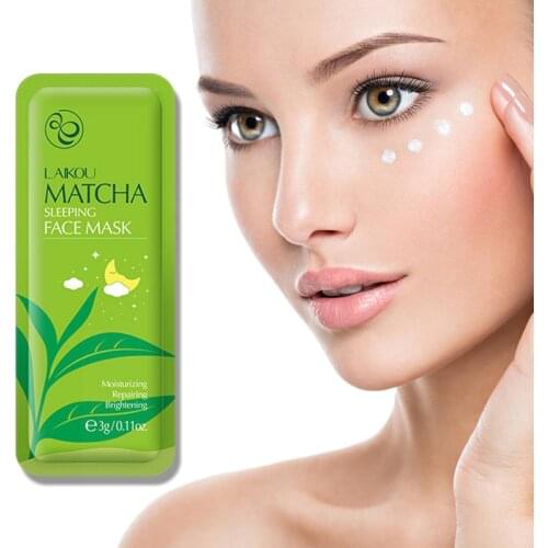 15PCS Matcha Moisturizing Sleeping Mask Cream Portable Face Mask Anti Wrinkle Hydrating Nourishing Improve Roughness Skin Care