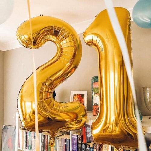 40inch Rose Gold Number Balloons For Birthday Party Disposable Cup Rose Gold Silver Number Foil Balloon Anniversary Supplies