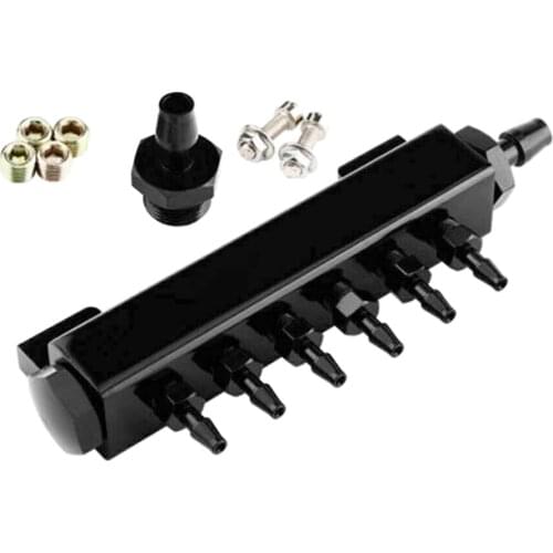6 Port Vacuum Block Intake Manifold Fuel Exhaust Gas Wastegate Turbo Boost Black