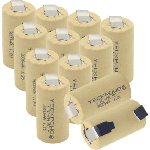 SC batteries NIMH rechargeable 3000mAh 1.2V sub C battery welding tabs soldering tape akkumulator for screwdrivers for makita