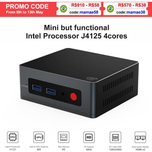 Beelink GK Mini PC Intel Celeron J4125 8GB DDR4 128GB/256GB SSD Windows 10 Dual WIFI, 4K UHD WIN10 Desktop NUC Gigabit LAN