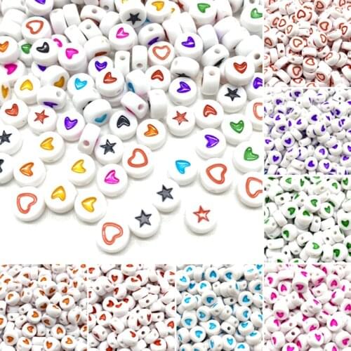 100pcs/Lot 4x7mm Acrylic Spaced Beads Round Shape Love Heart Beads For Jewelry Making DIY Handmade Charms Bracelet Accessories