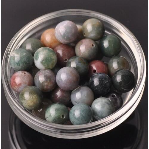 Round Natural Indian Agate Stone 4mm 6mm 8mm 10mm 12mm 14mm Gemstone Loose Beads lot for Jewelry Making DIY Crafts Findings