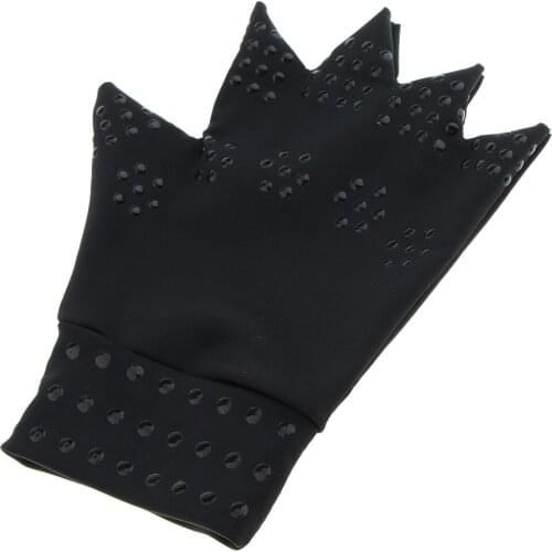 Black Adults Anti Arthritis Compression Gloves Fingerless Gloves