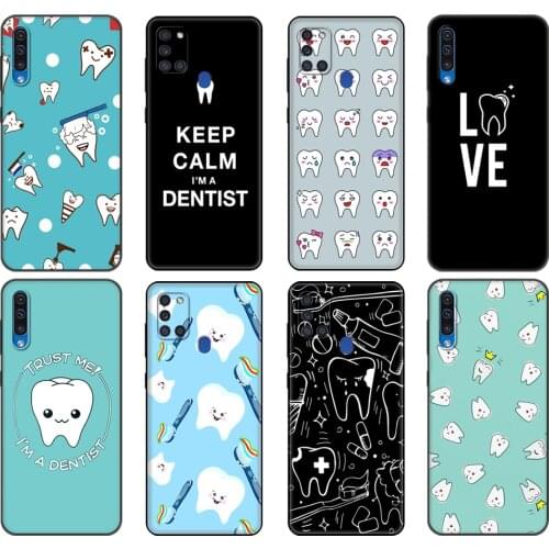 Black tpu Case For Samsung Galaxy A50 50S A30S A10 A01 A11 A21S A31 A41 A51 A71 M21 M30S S10 LITE Dentist Dental Tooth Dentistry