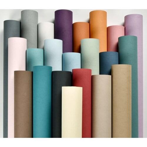 Color Classic Solid Mediterranean Blue Orang Grey Wall Papers Home Decor Non Woven Fiber Wallpaper Roll For Room Wall