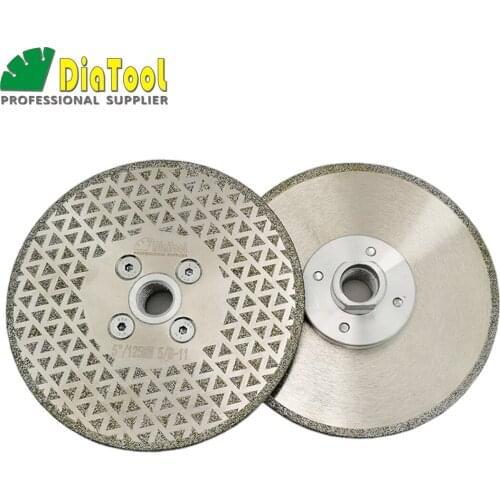 DIATOOL 2pcs 5inch/125mm Single Side Coated Electroplated Diamond Cutting Disc 5/8-11 Flange Saw Blade Diamond Grinding disc