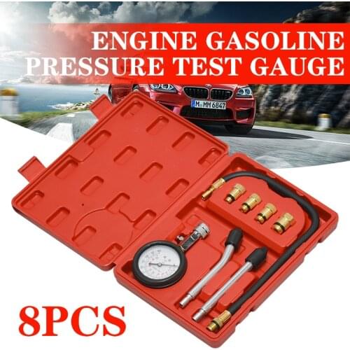 1set Petrol Engine Pressure Gauge Tester Kit Set Compression Leakage Diagnostic Compressometer Tool For CAR Auto With Case