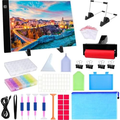 A4 Diamond Painting Light Pad Kit, Light Board for Diamond Painting Accessories, Tracing Light Box with 5D Diamond Art Tools Set