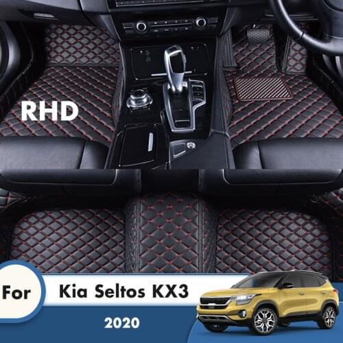 RHD Carpets For Kia Seltos KX3 2020 Artificial Leather Waterproof Car Floor Mats Custom Auto Styling Foot Pads Automobile Cover