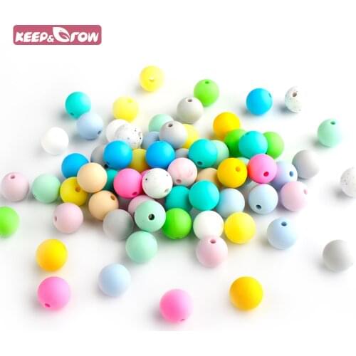 Keep&Grow 50pcs Round 12MM Silicone Beads Perle Silicone Baby Teething Toys Chewable Baby Teethers Bpa Free Baby Nursing Beads
