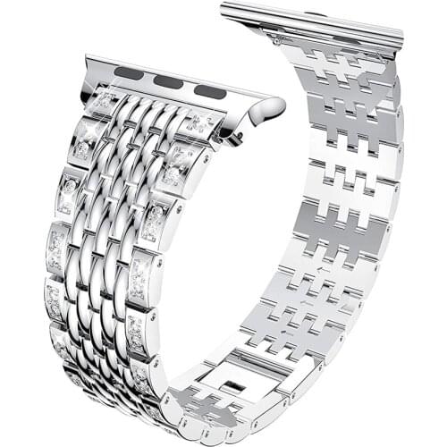 Metal Strap for Apple Watch SE 6 5 4 Band 44mm 40mm Luxury Stainless Steel Diamond Bracelet for iwatch 3 2 1 42mm 38mm watchband