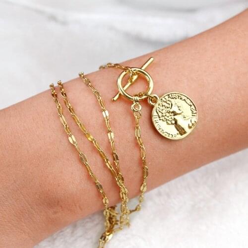 Fashion Coins Portrait Charm Bracelet Bangle For Women Girl Friendship bohemian Bracelets Jewelry Accessories