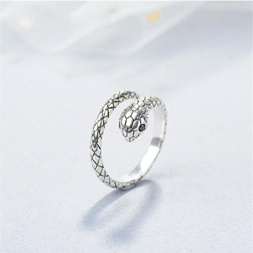 925 Sterling Silver Vintage Retro Punk Snake Ring For Women Girls Handmade Romantic Couple Party Jewelry jz061
