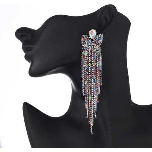 YFJEWE Trendy crystal earrings for women long tassel earrings wedding statement rhinestone dangle earing fashion jewelry E643