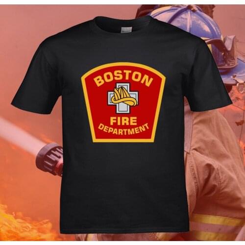 2019 Summer Fashion Hot Sale Men O-Neck T Shirt Boston Fire Departement Mens Black Design T Shirt