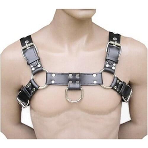 Mens Sexy Bondage PU Leather Belt Chest Harness Gay Buckles Fetish Clubwear Adults Games Sex Toys For Men