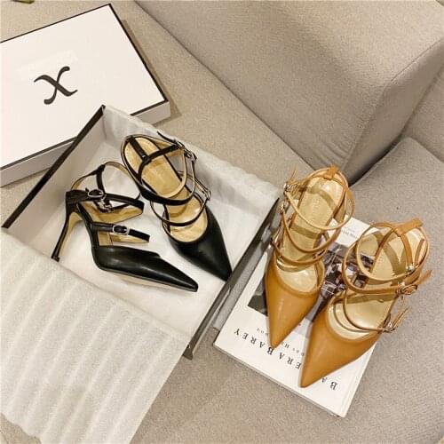 Low Sandals Woman Leather High Heels 2021 Summer Velvet Shoes Suit Female Beige Low-heeled Comfort High-heeled Pointed Suede40